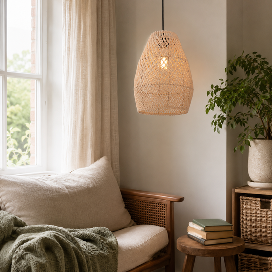 Eco-Friendly Rustic Rattan Pendant Light For Home Decor
