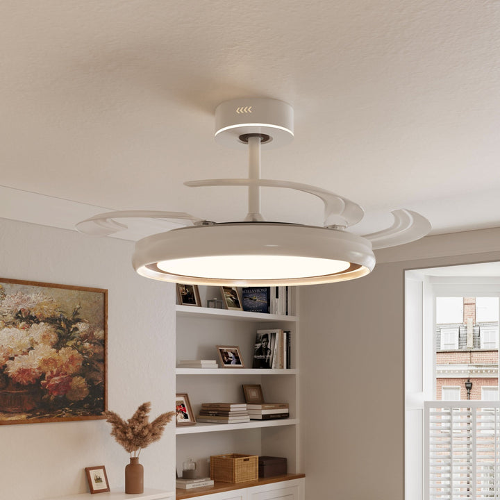 48 inch reversible ceiling fan with LED light installed in a living room