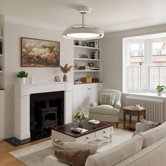 48 inch reversible ceiling fan with LED light highlighting the blade and light ring