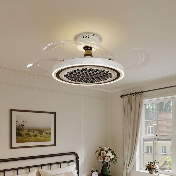 48 inch reversible ceiling fan with LED light installed in a living room