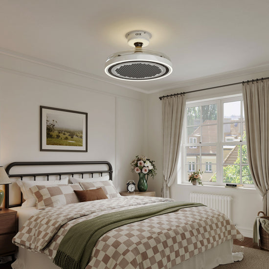 48 inch reversible ceiling fan with LED light highlighting the blade and light ring