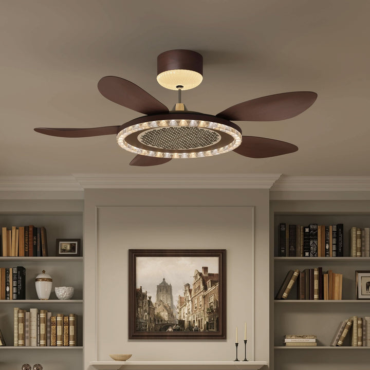 48 inch reversible ceiling fan with LED light installed in a living room
