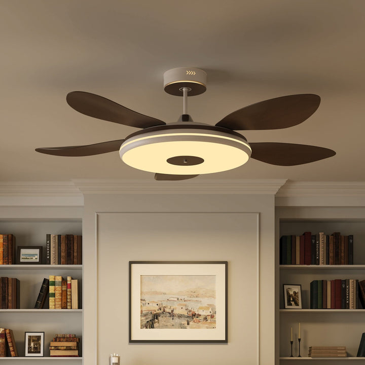 48 inch ceiling fan with dimmable LED light installed in a living room
