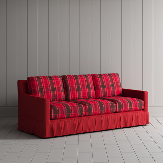 LivingNest Country Check Sofa with Removable Skirted Covers LivingNest Claret Red Check Cotton Linen