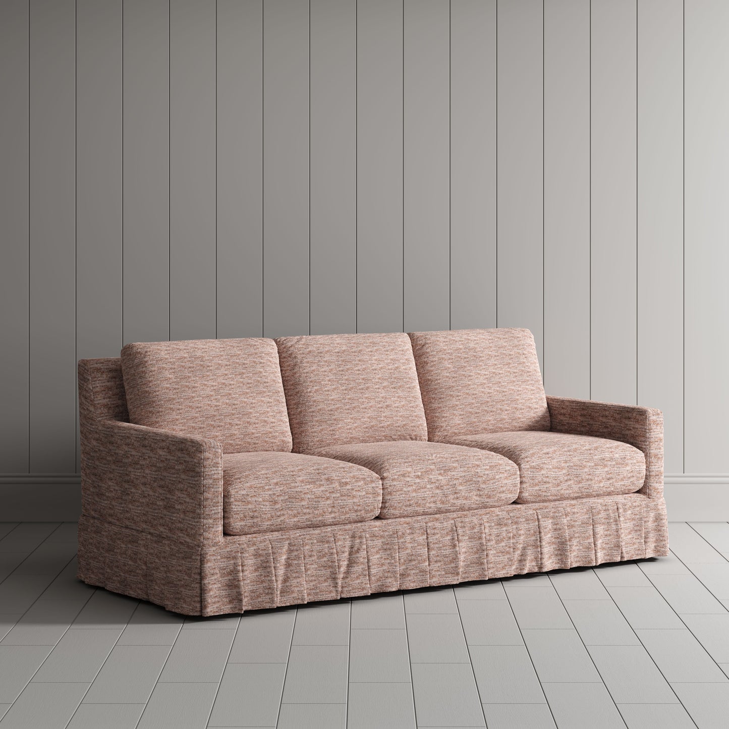 LivingNest Country Check Sofa with Removable Skirted Covers LivingNest Pink Printed Cotton Linen