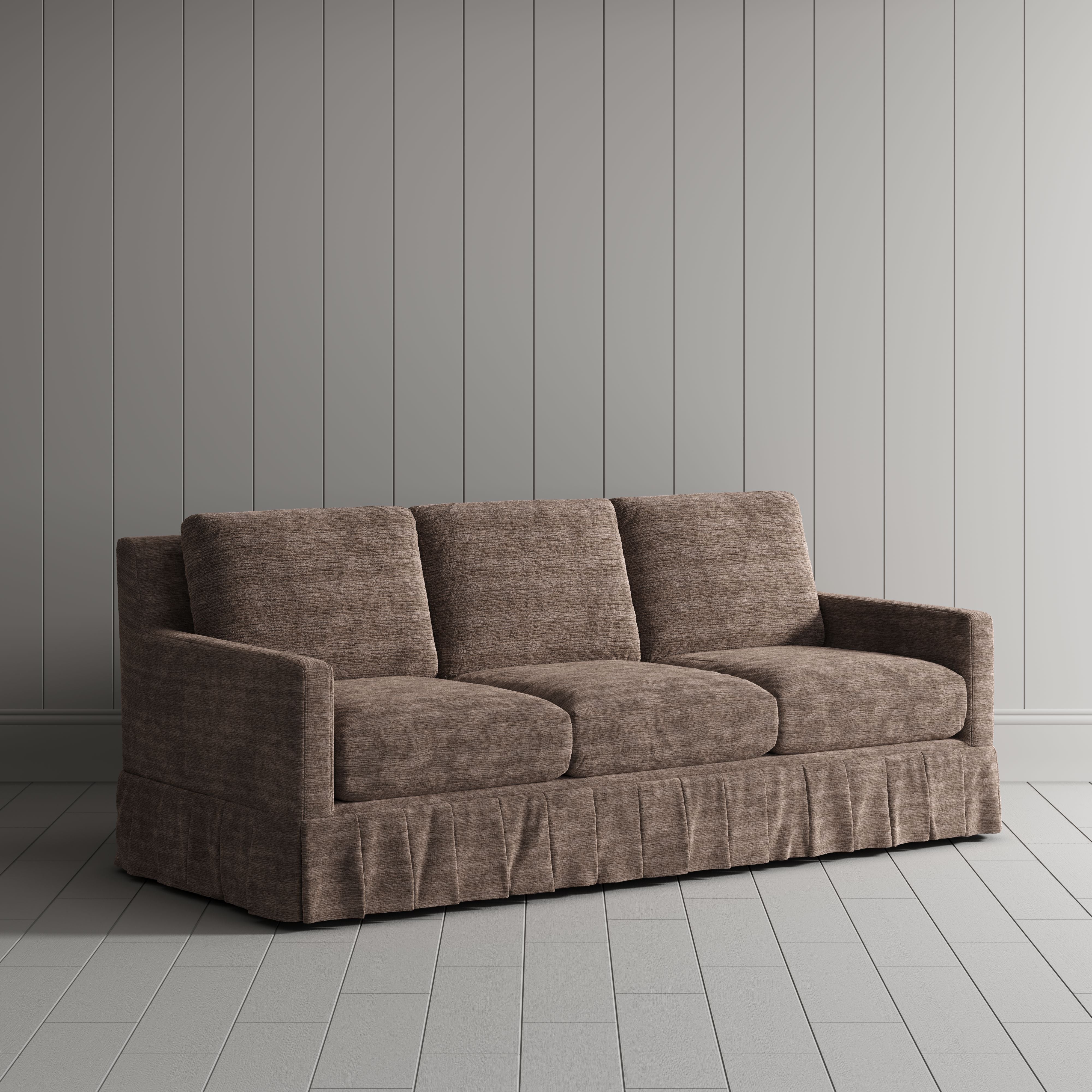 LivingNest Country Check Sofa with Removable Skirted Covers LivingNest Pure Gray Cotton Linen