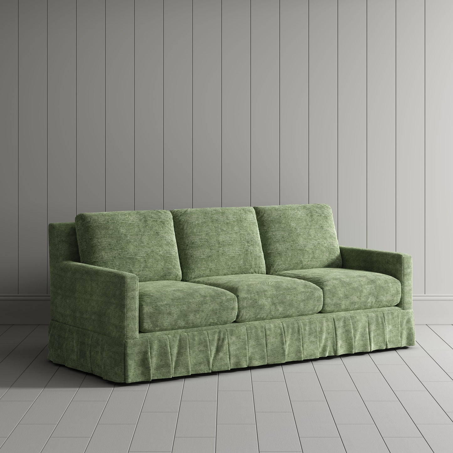 LivingNest Country Check Sofa with Removable Skirted Covers LivingNest Pure Moss Cotton Linen