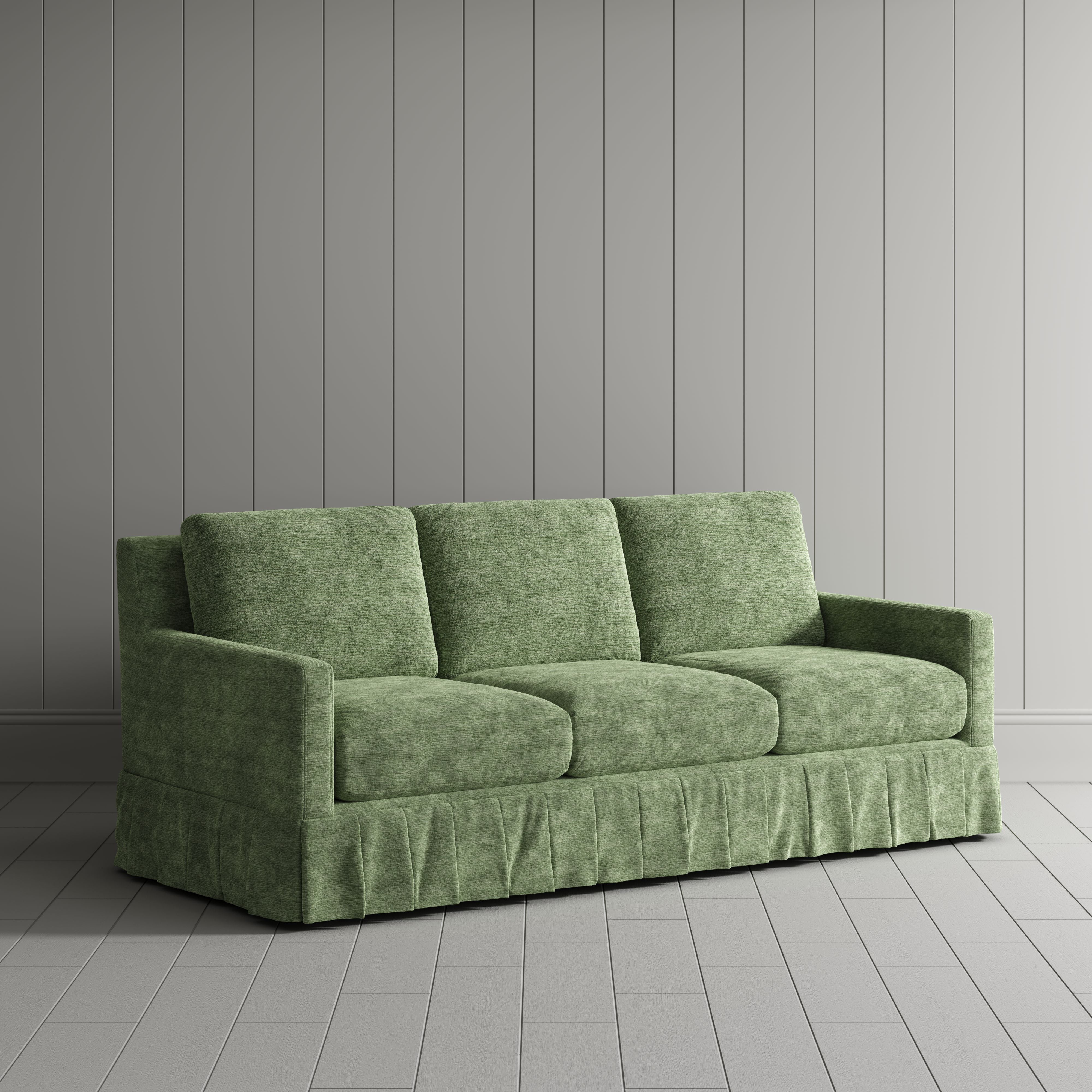 LivingNest Country Check Sofa with Removable Skirted Covers LivingNest Pure Moss Cotton Linen