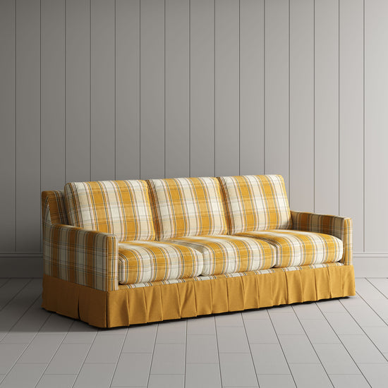 LivingNest Country Check Sofa with Removable Skirted Covers LivingNest Saffron Gold Cotton Linen