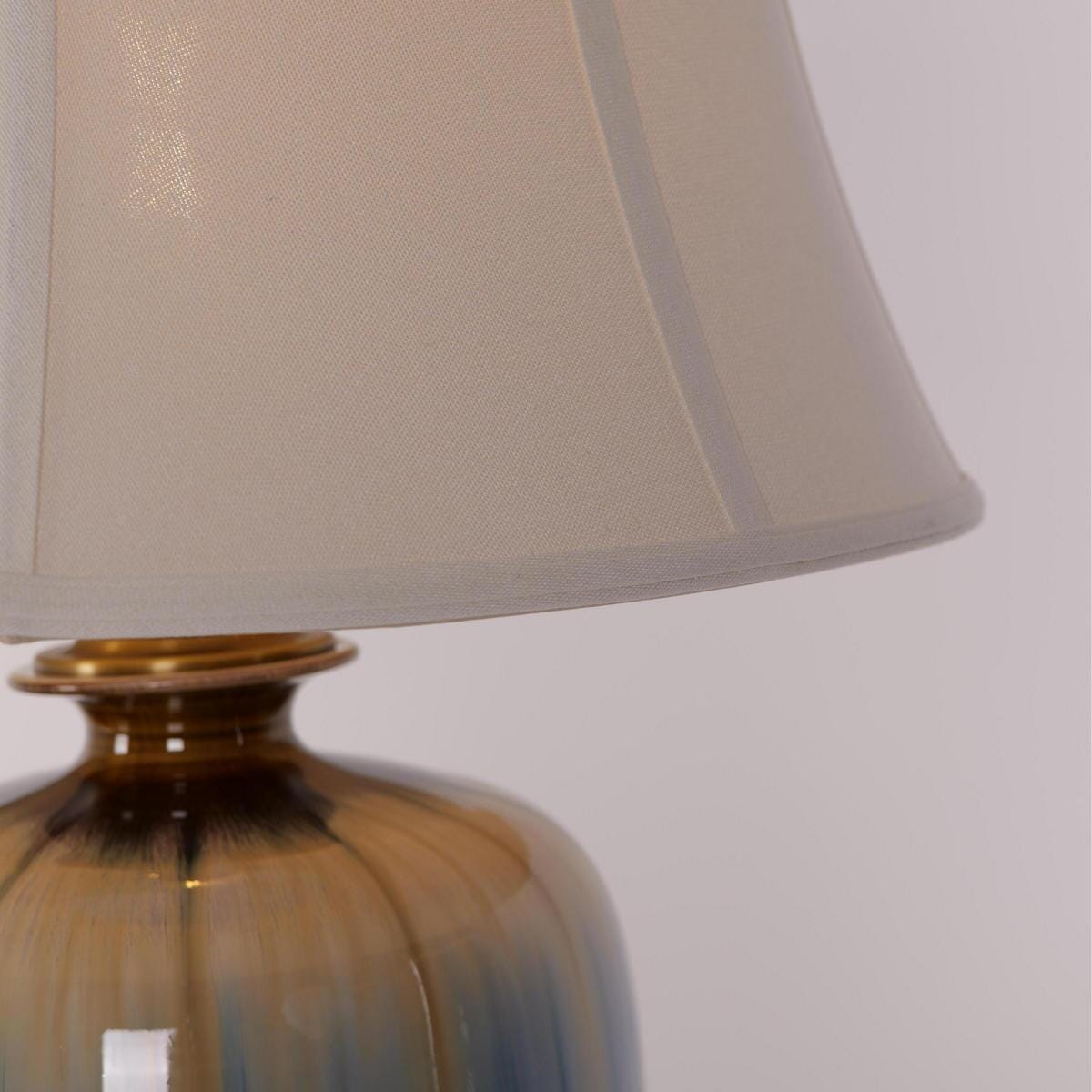 Artisan Blue Brushed Glaze Ceramic Table Lamp Decorative Lighting Living Nest UK