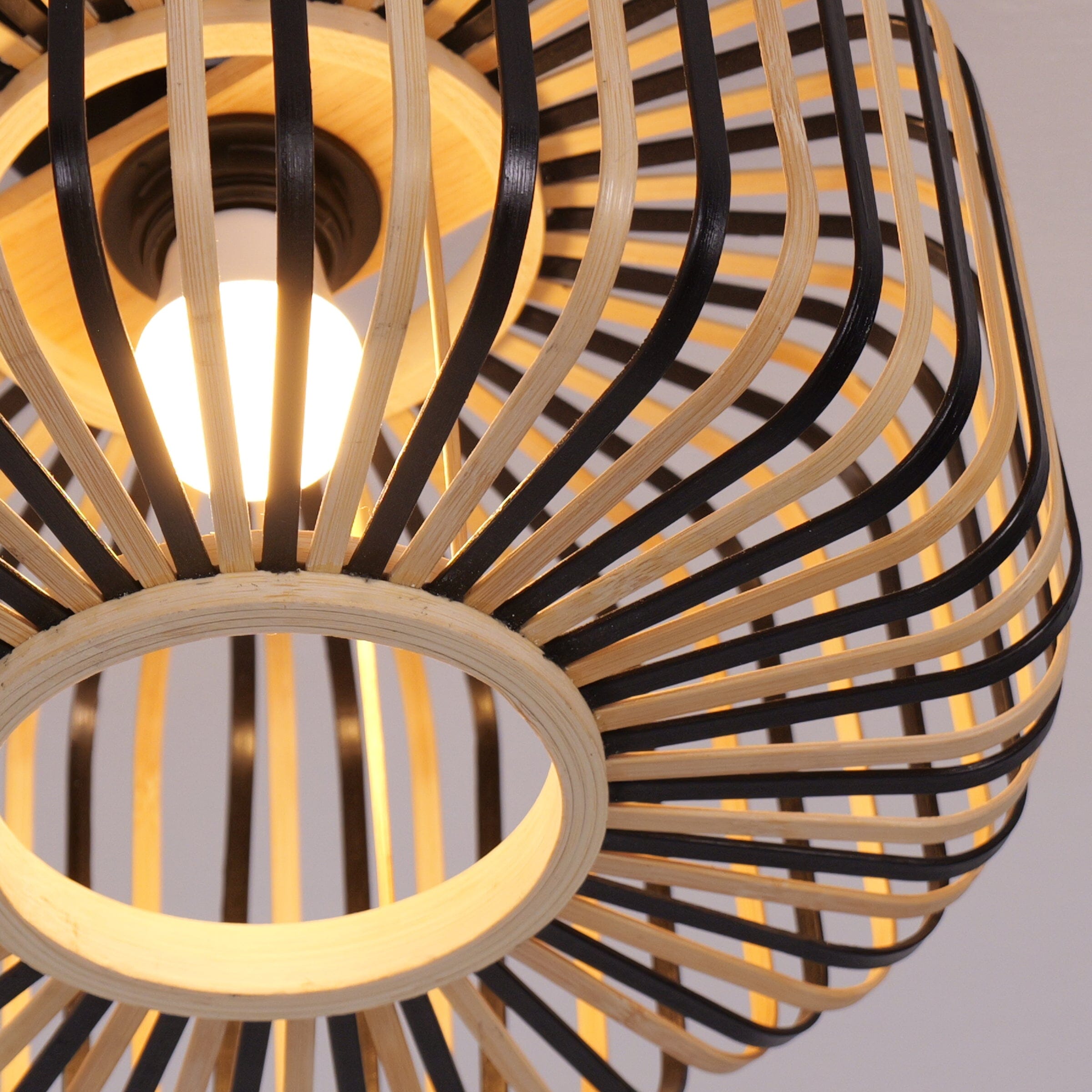 Modern Black Handwoven Bamboo Ceiling Light Lightsin UK 