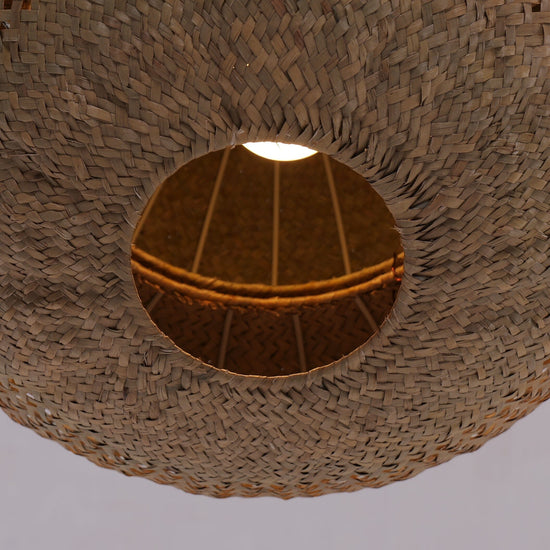Living Nest UK Handwoven Natural Bulrush Pendant Light with Pot Lid-Inspired Design Living Nest UK