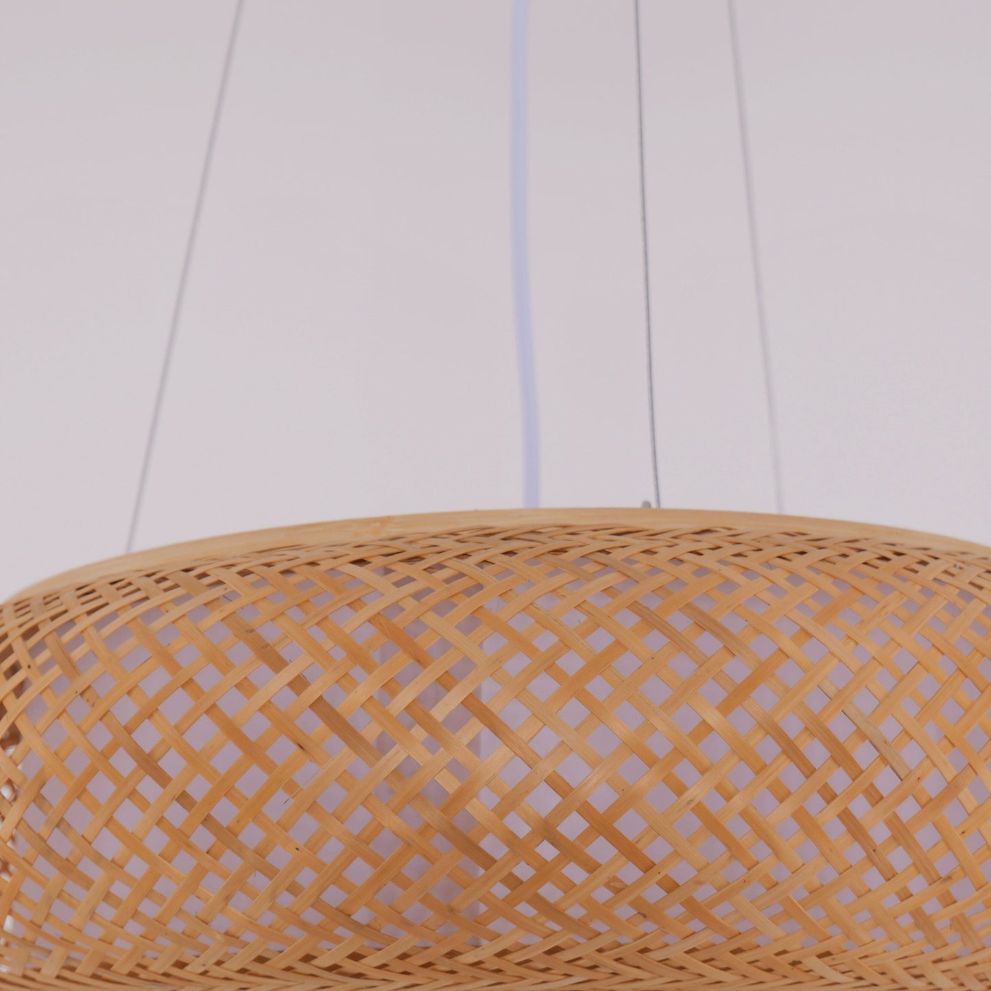close-up of the bamboo pendant shade weave
