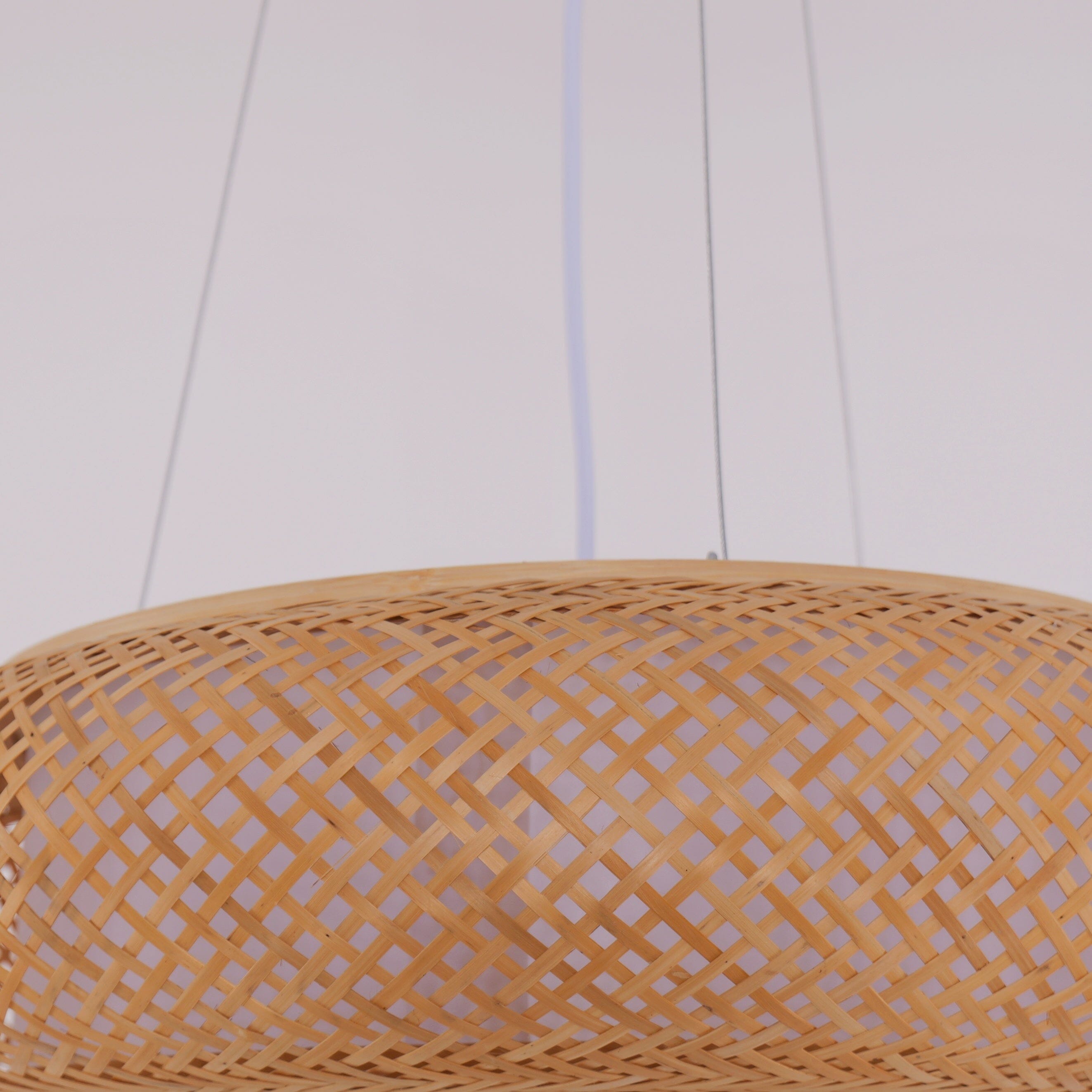 close-up of the bamboo pendant shade weave