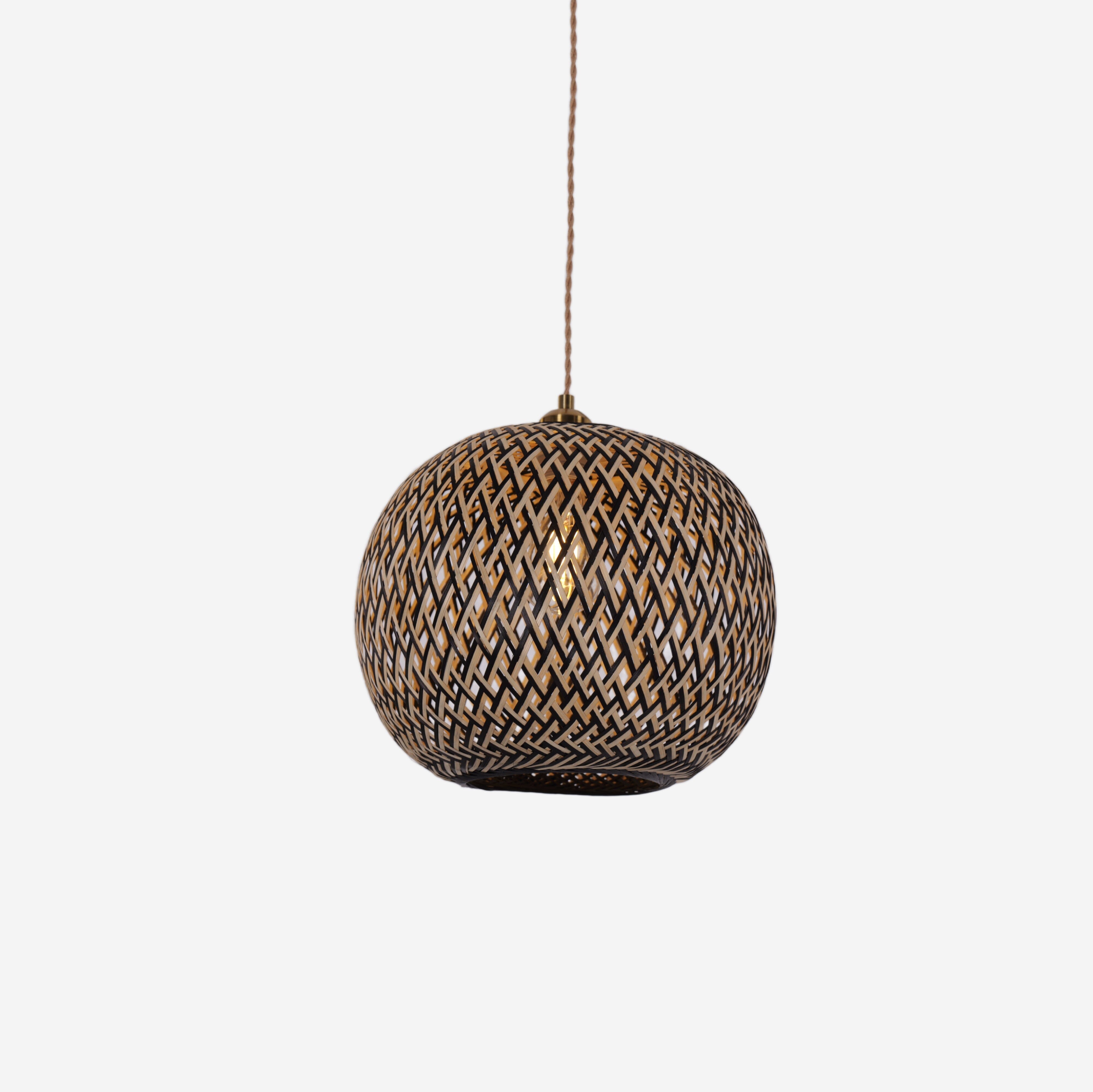 Living Nest UK Modern Black and Natural Bamboo Handwoven Pendant Light Living Nest UK