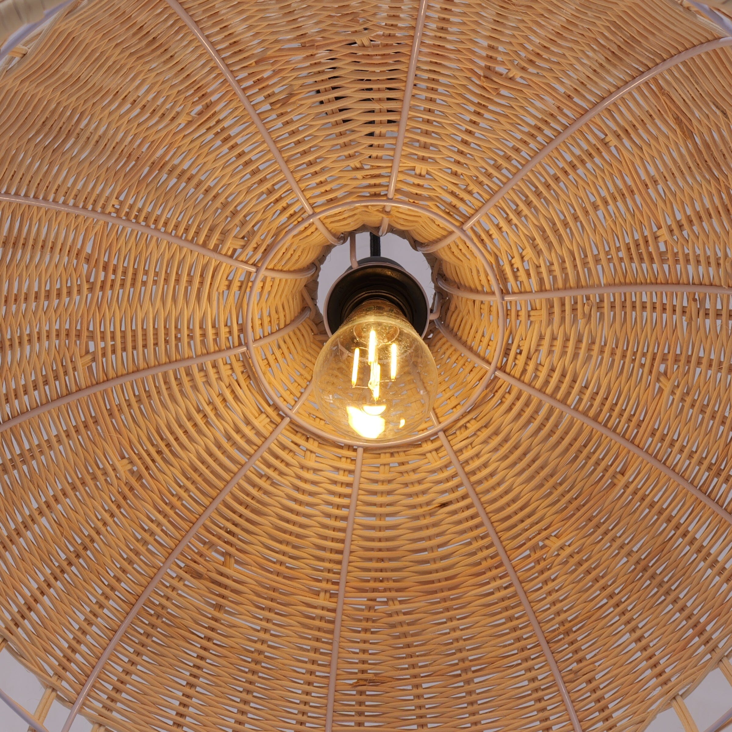 Living Nest UK Elegant Openwork Rattan Pendant Light with Lattice-Cut Design Living Nest UK