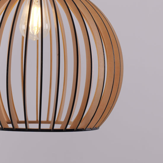Lightsin Scandinavian LED Wooden Birdcage Pendant Light Lightsin UK 