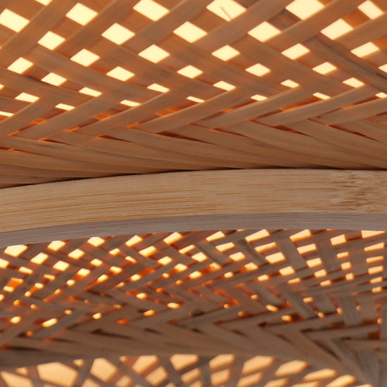 close-up of bamboo weave with warm light glow