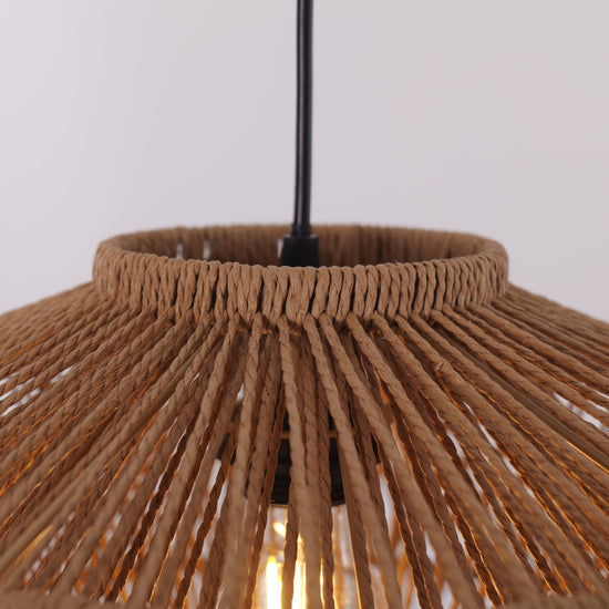 Lightsin Khaki Handwoven Paper Rope Pendant Light with Iron Frame Lightsin UK 