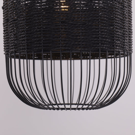 Lightsin Black Handcrafted Pendant Light Industrial Rattan Design for Home D¨¦cor Lightsin UK 