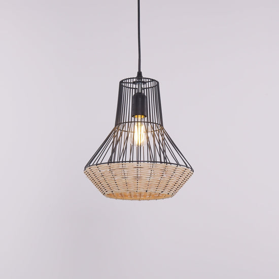 Lightsin Geometric Rattan and Iron Pendant Light for Dining, Kitchen, and Living Rooms Lightsin UK 