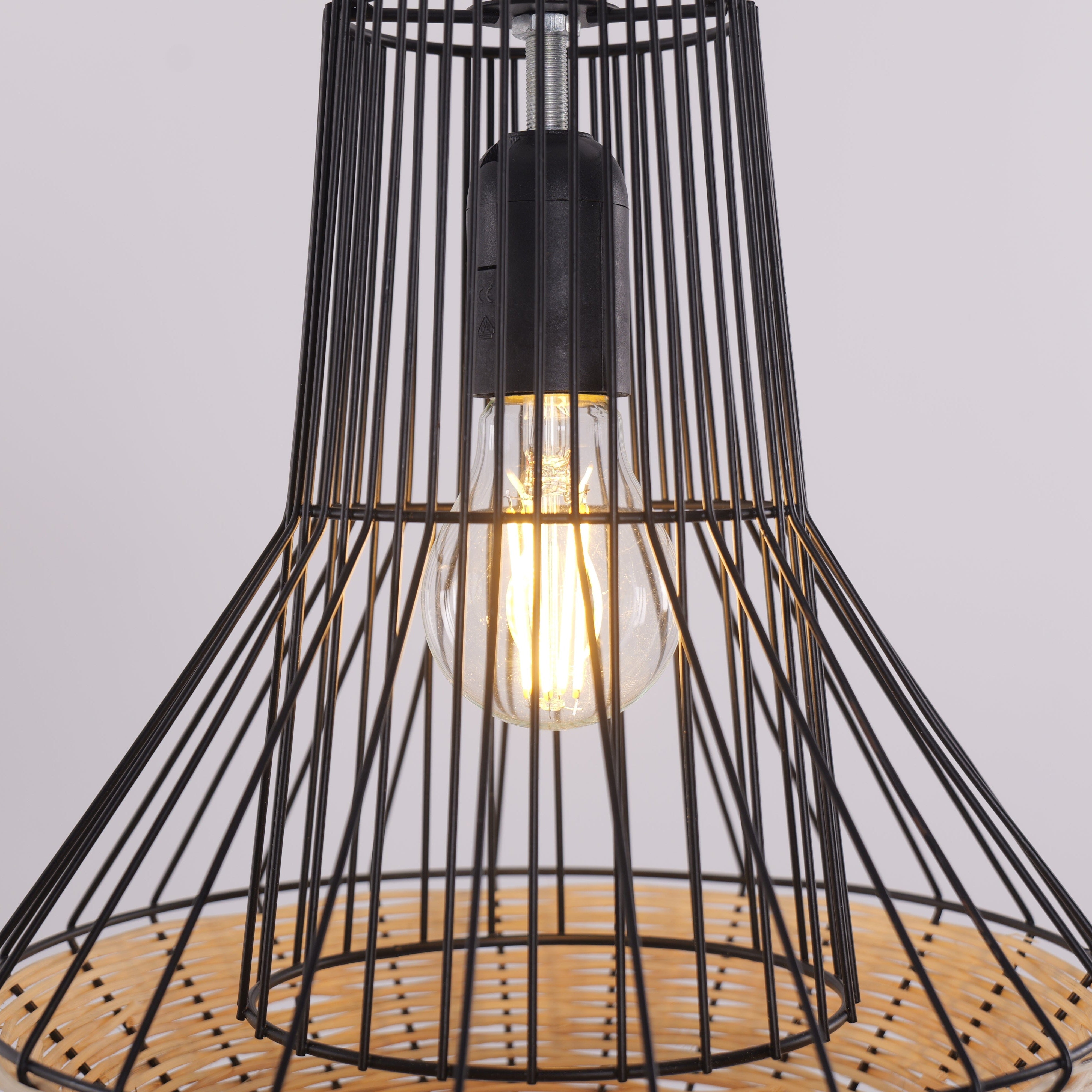 Lightsin Geometric Rattan and Iron Pendant Light for Dining, Kitchen, and Living Rooms Lightsin UK 