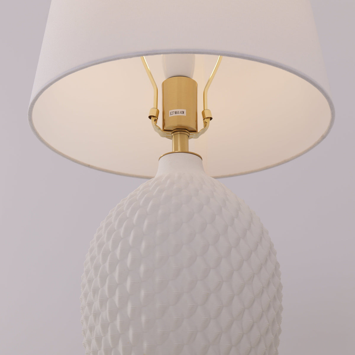 Lightsin 3D Pure White Diamond Embossed Relief Pattern Ceramic Table Lamp Lightsin UK