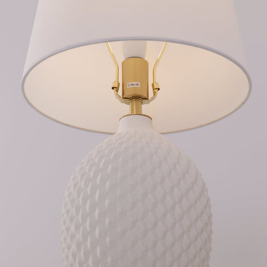 Lightsin 3D Pure White Diamond Embossed Relief Pattern Ceramic Table Lamp Lightsin UK