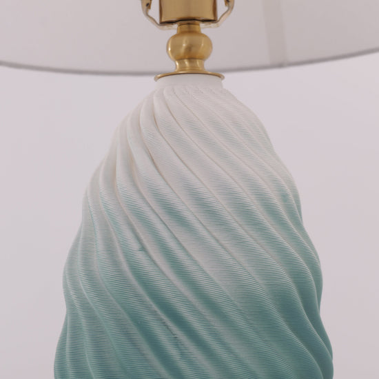 Lightsin 3D Blue Green White Gradient Threaded Ceramic Table Lamp with Fabric Shade Lightsin UK 