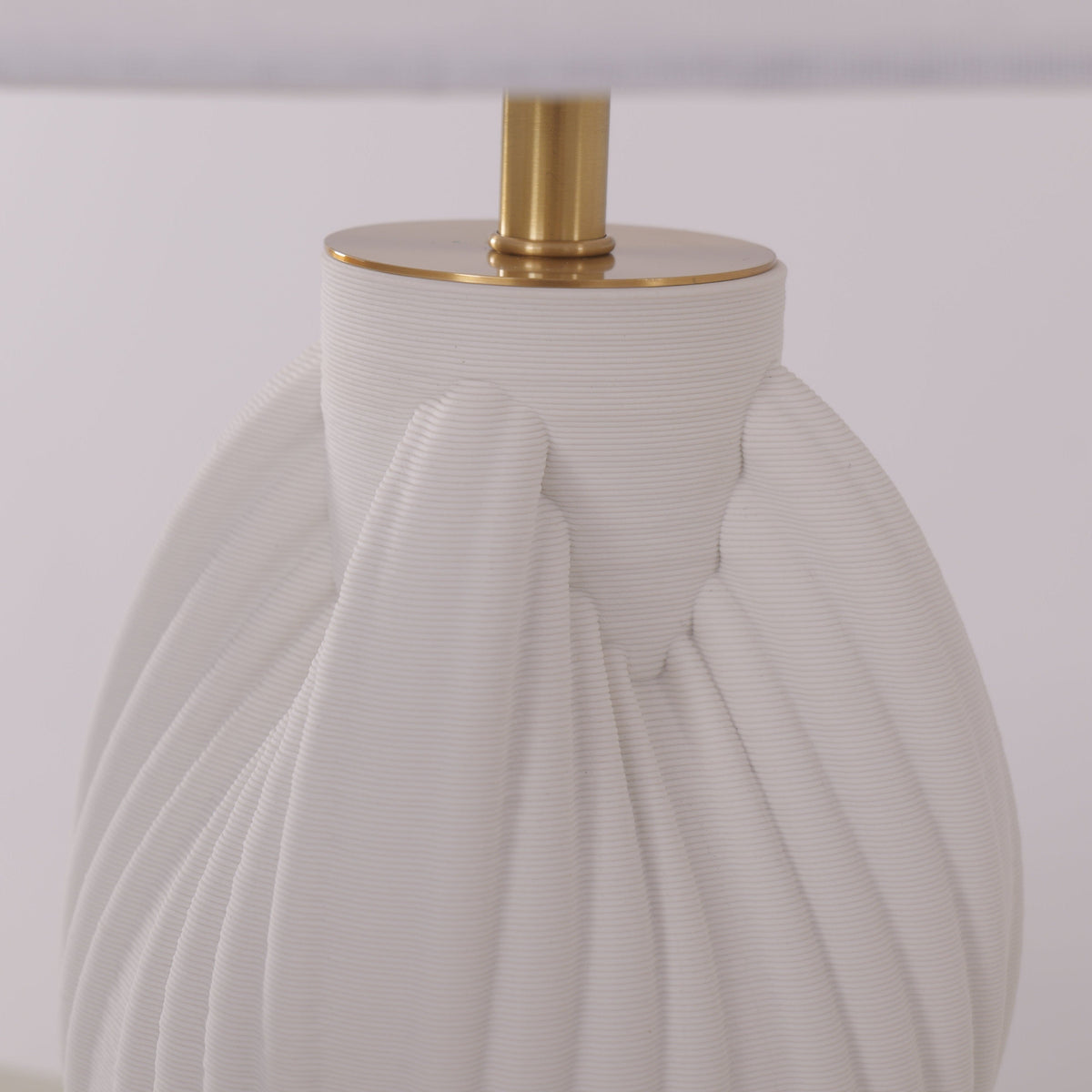 Lightsin 3D Pure White Pod Threaded Ceramic Table Lamp with Fabric Shade Lightsin UK