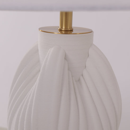 Lightsin 3D Pure White Pod Threaded Ceramic Table Lamp with Fabric Shade Lightsin UK