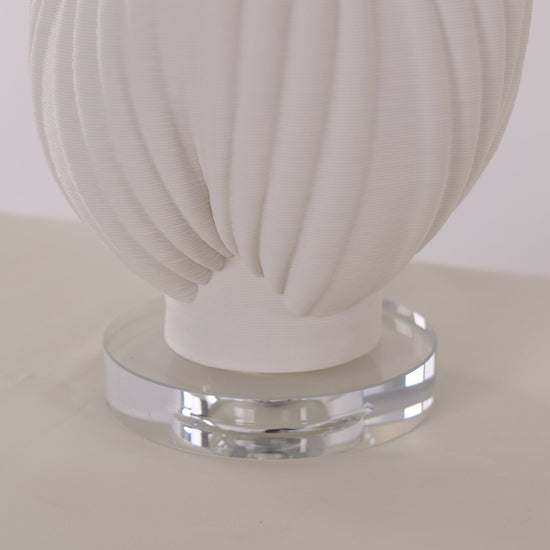 Lightsin 3D Pure White Pod Threaded Ceramic Table Lamp with Fabric Shade Lightsin UK
