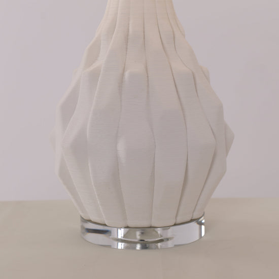 Lightsin 3D Pure White Polygonal Textured Ceramic Table Lamp with Fabric Shade Lightsin UK
