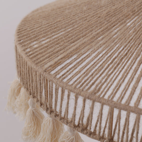 Boho Woven Pendant Light with Tassels, Handcrafted Hemp Rope Hanging Ceiling Light for Dining Room & Living Room