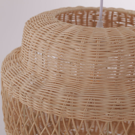Lightsin Japanese Hollow Weave Rattan Pendant Light Warm Brown Elegance Lightsin UK 