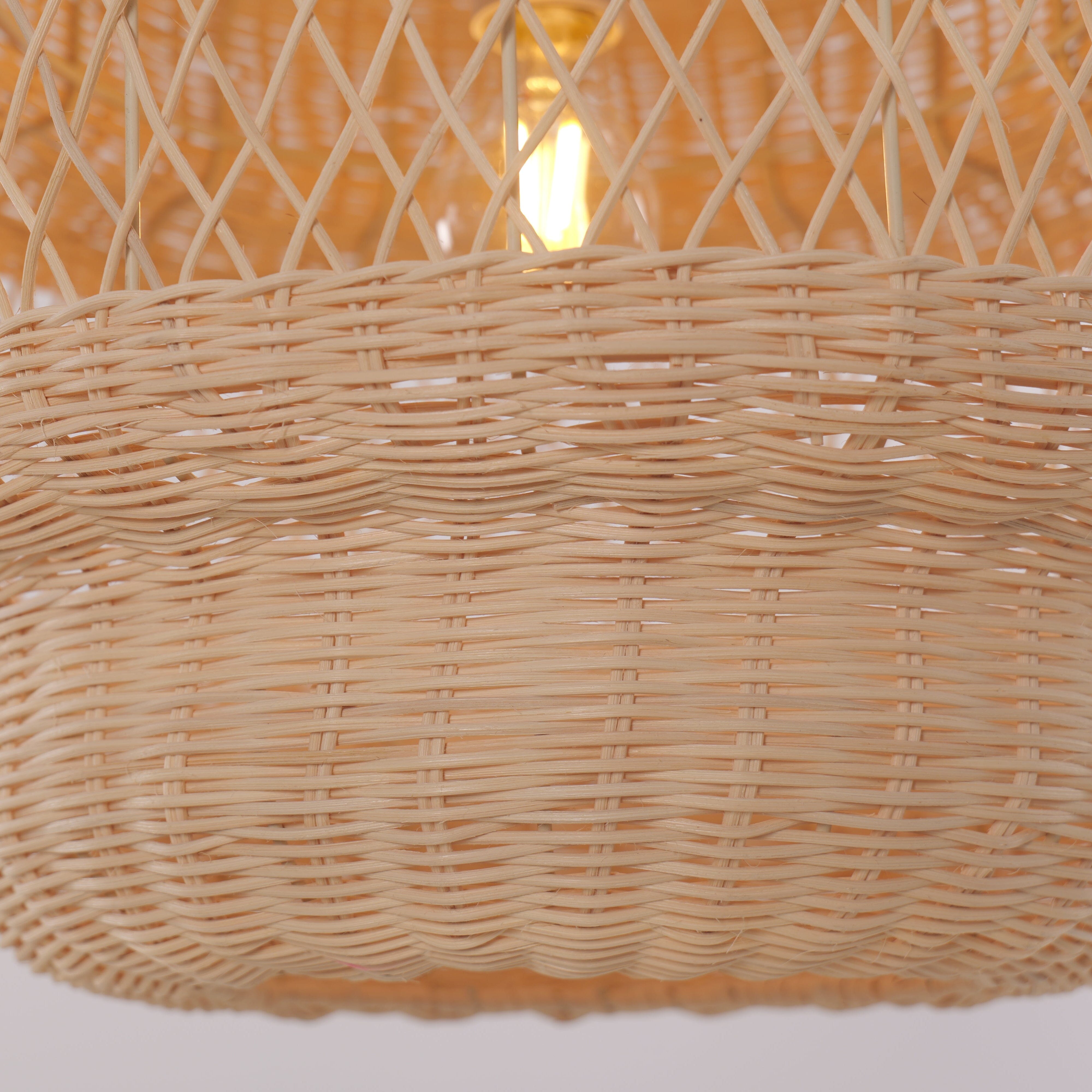 Lightsin Japanese Hollow Weave Rattan Pendant Light Warm Brown Elegance Lightsin UK 