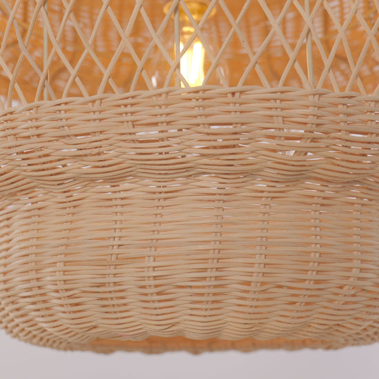 Lightsin Japanese Hollow Weave Rattan Pendant Light Warm Brown Elegance Lightsin UK 