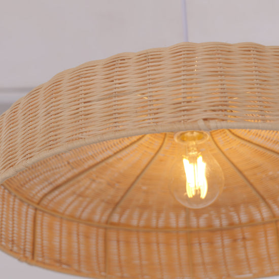 Lightsin Flat Teapot-Shaped Japanese Rattan Pendant Light – Natural Elegance Lightsin UK 