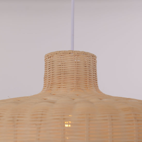 Lightsin Flat Teapot-Shaped Japanese Rattan Pendant Light – Natural Elegance Lightsin UK 