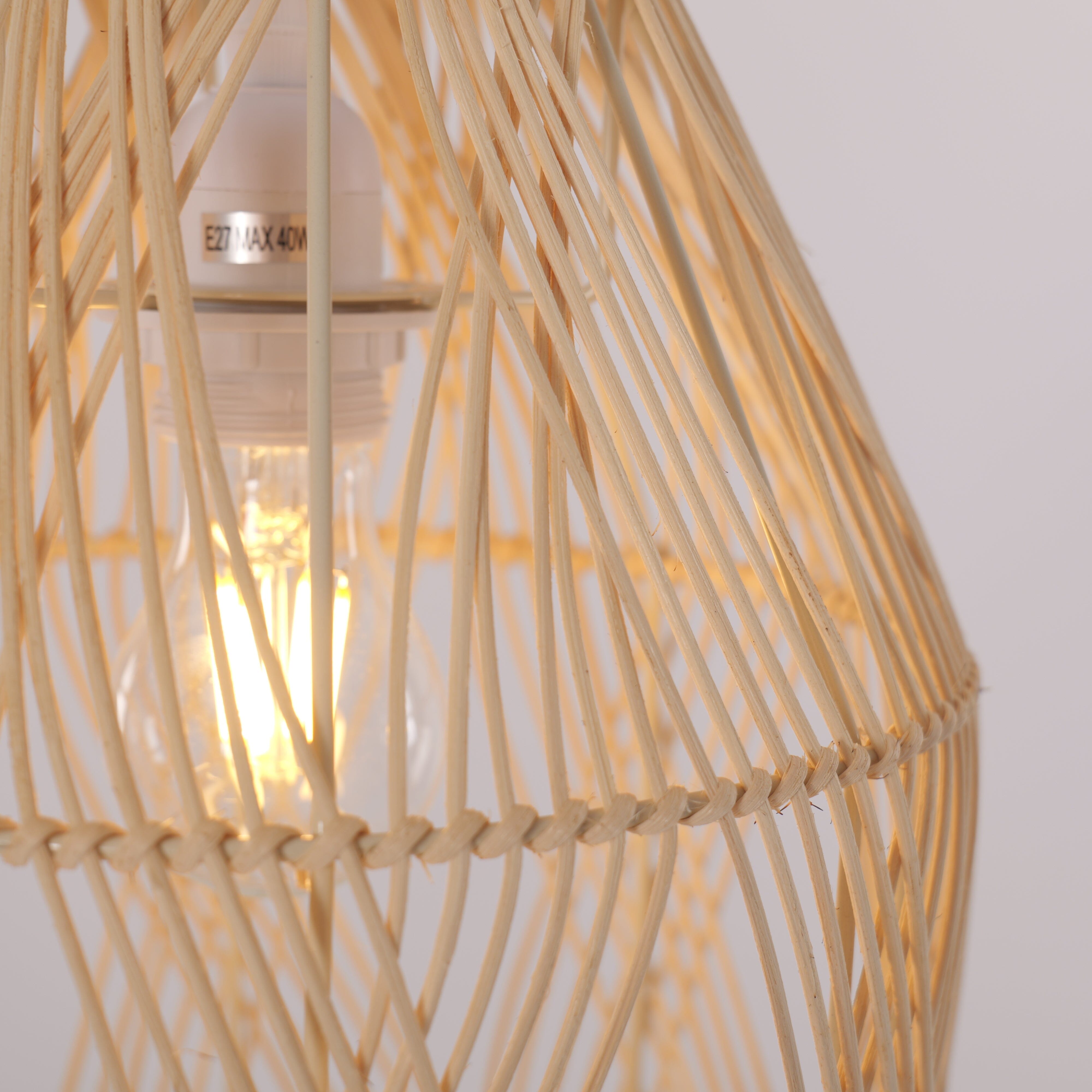 Lightsin Handwoven Rattan Pendant Light with Criss-Cross Pattern Lightsin UK 