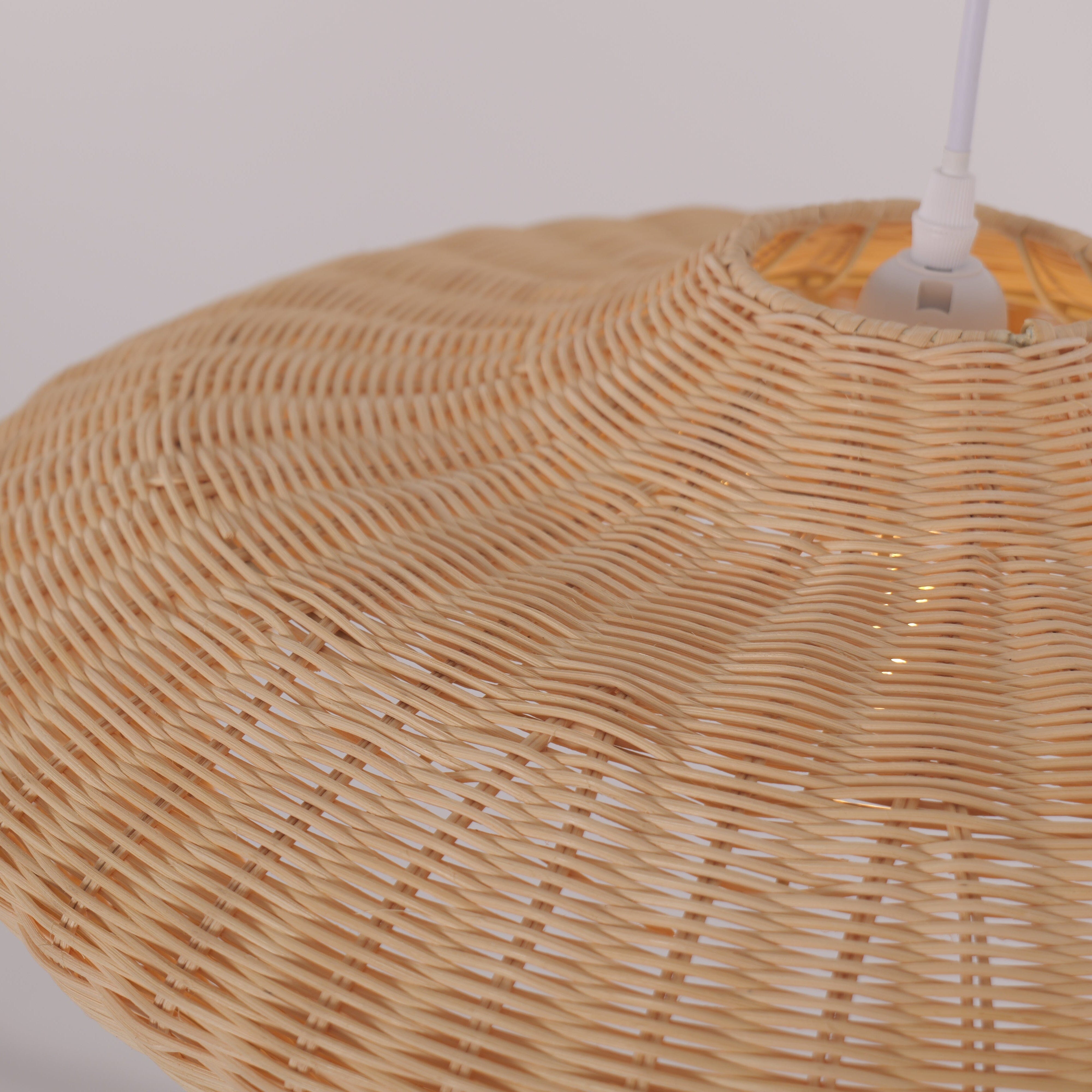 Lightsin Japanese Shell-Inspired Rattan Pendant Light Natural Serenity Lightsin UK 