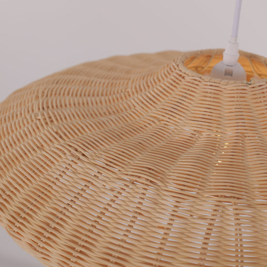 Lightsin Japanese Shell-Inspired Rattan Pendant Light Natural Serenity Lightsin UK 