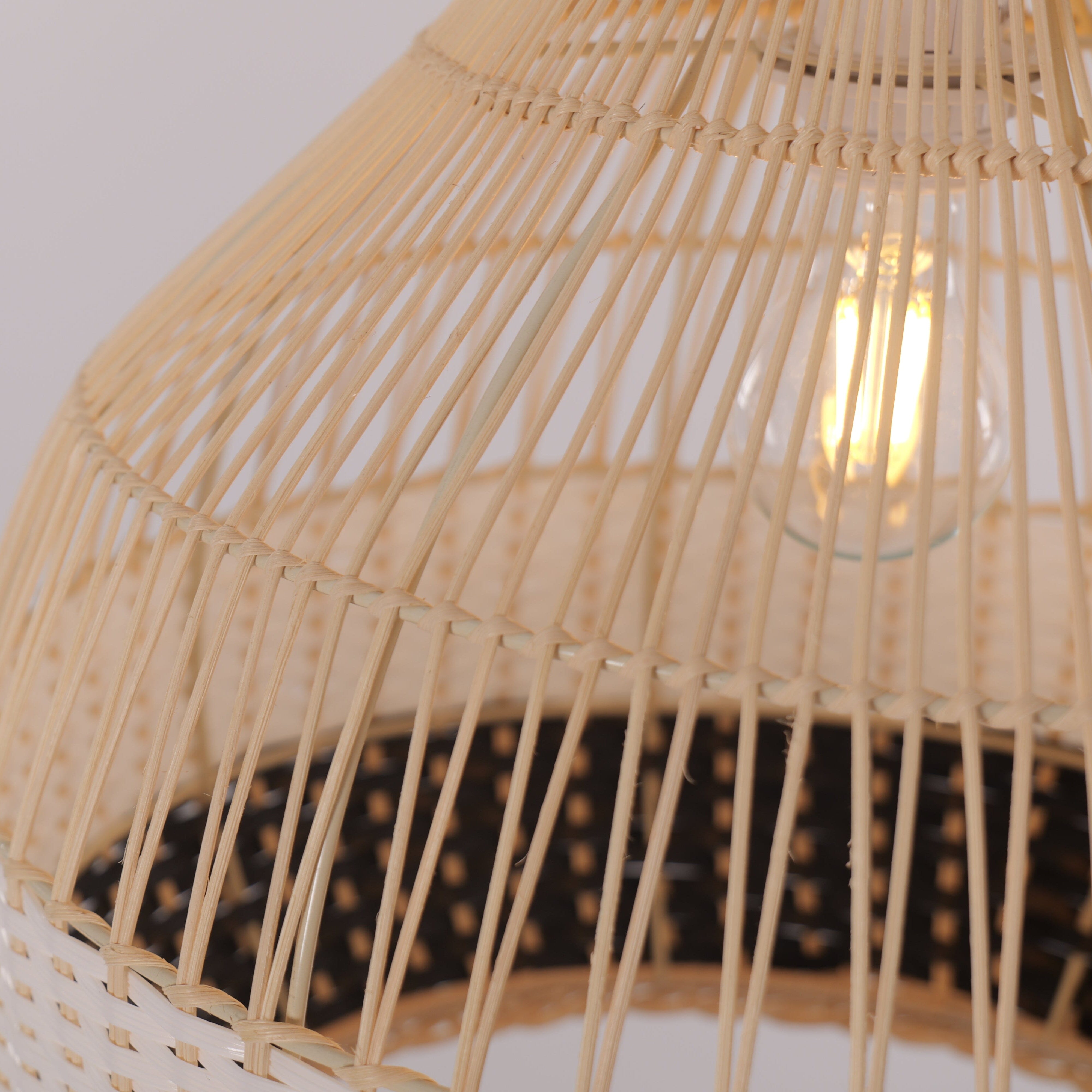 Lightsin Monochrome Japanese Style Handwoven Rattan Pendant Light Lightsin UK 