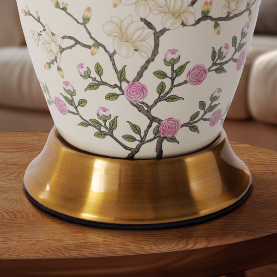 Chinoiserie Hand-Painted Ceramic Ginger Jar Table Lamp