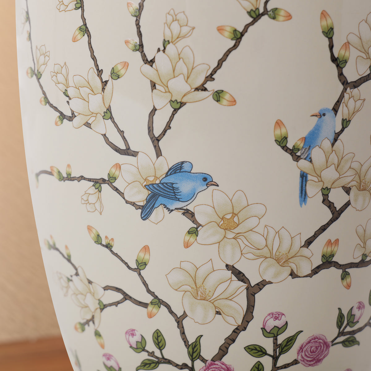 Chinoiserie Hand-Painted Ceramic Ginger Jar Table Lamp