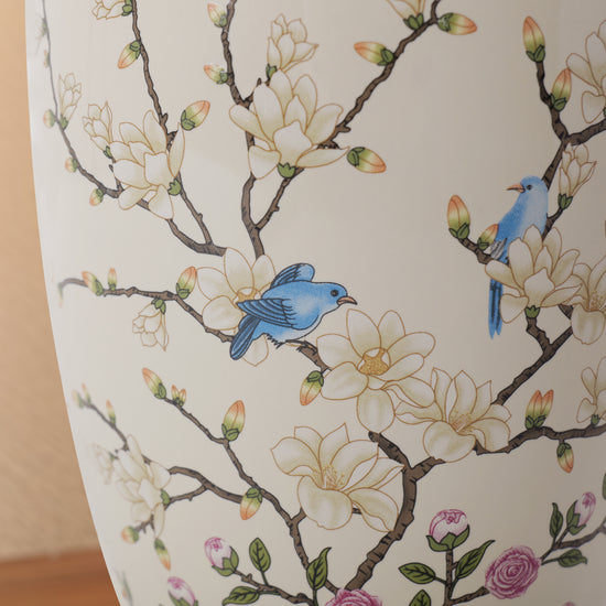 Chinoiserie Hand-Painted Ceramic Ginger Jar Table Lamp