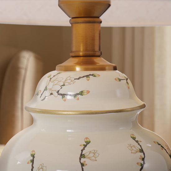 Chinoiserie Hand-Painted Ceramic Ginger Jar Table Lamp