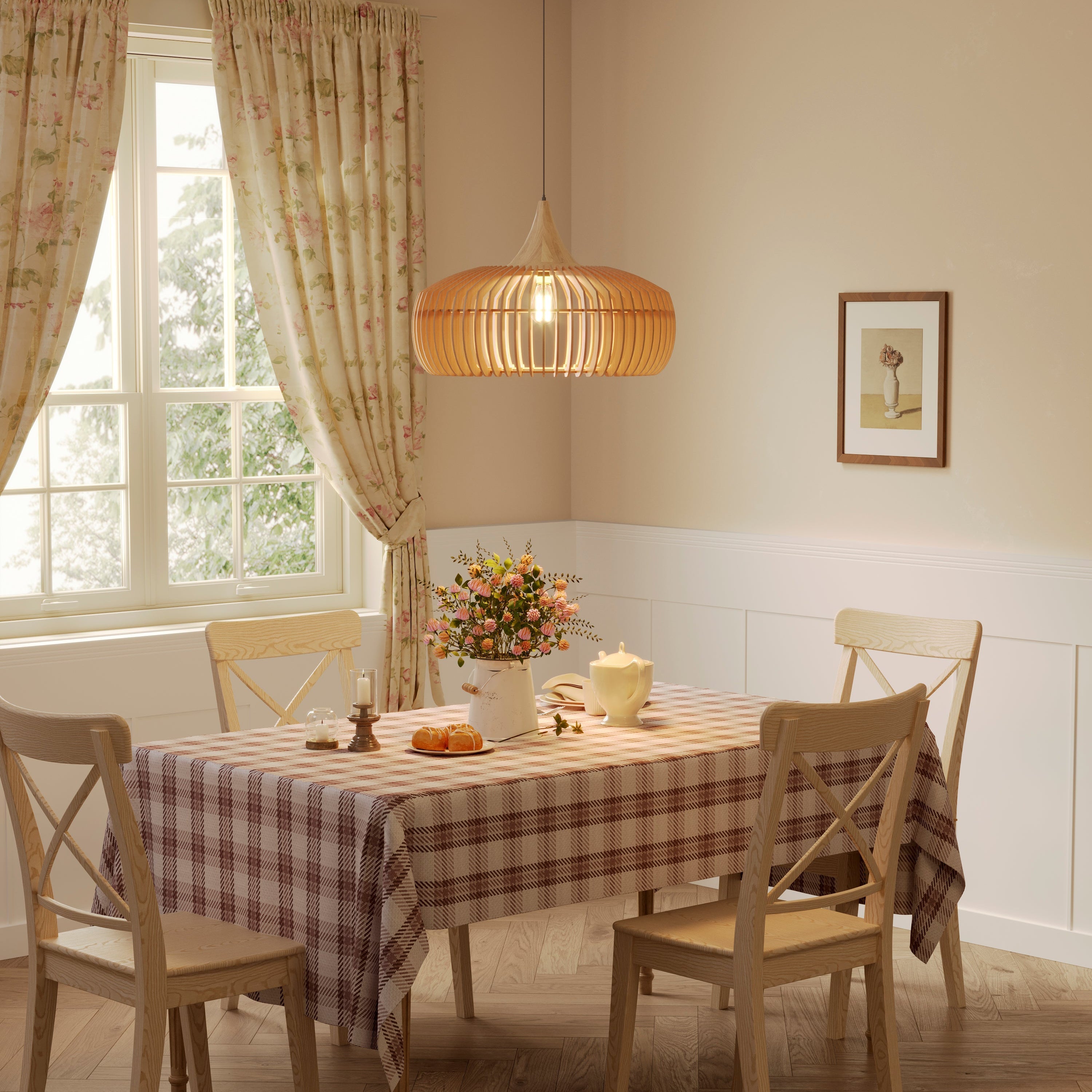 Shadome-Handmade Wood Pendant Light Fixture – Warm Natural Style Lighting