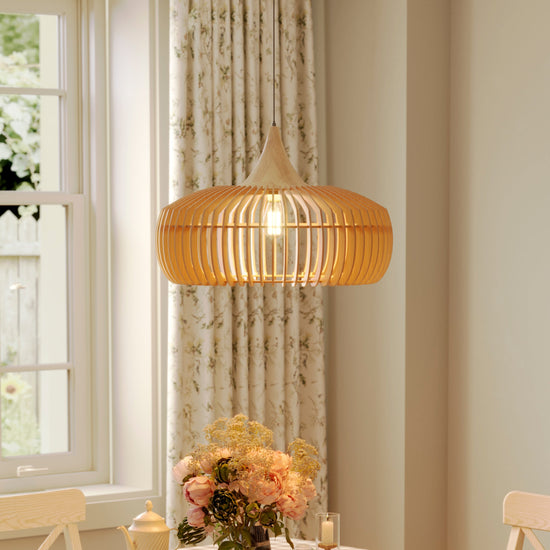 Shadome-Handmade Wood Pendant Light Fixture – Warm Natural Style Lighting