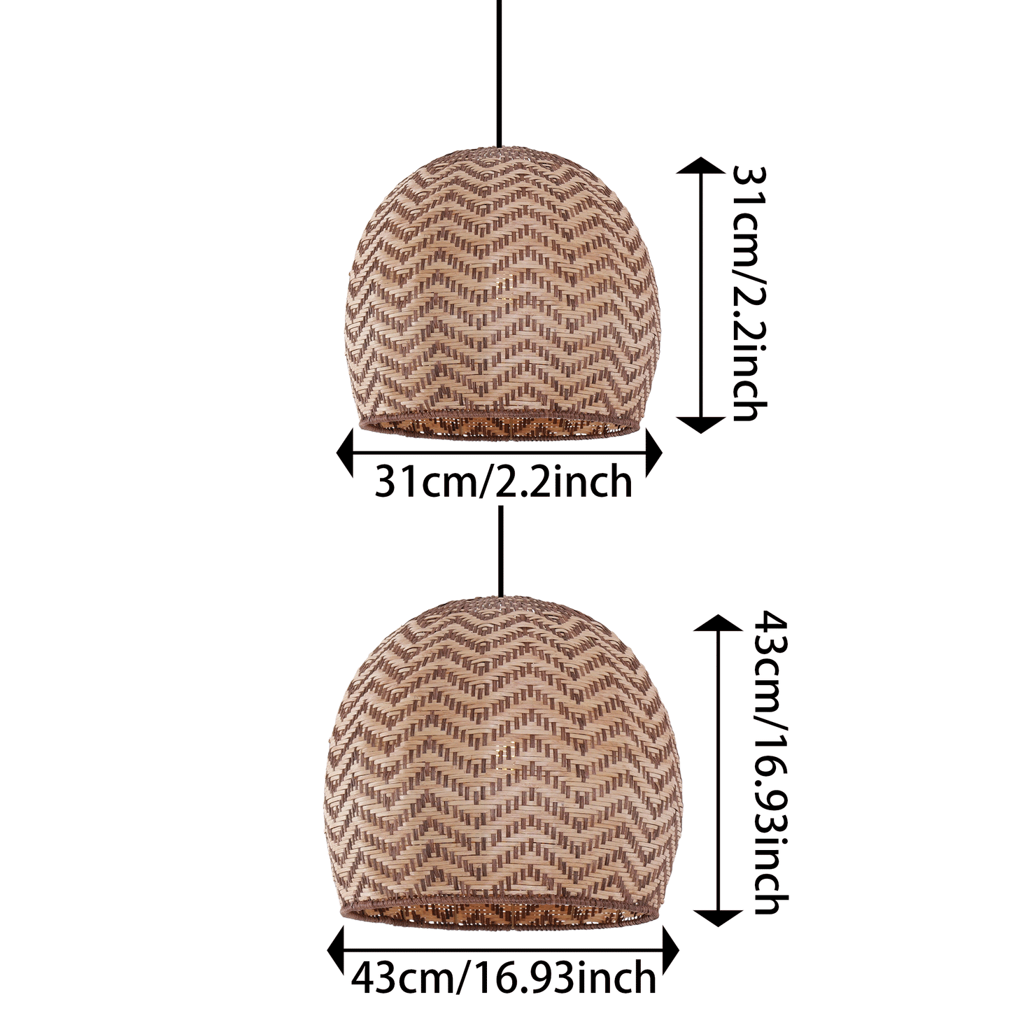 Lightsin Elegant Woven Rattan Pendant Light with Wave Details Lightsin UK 